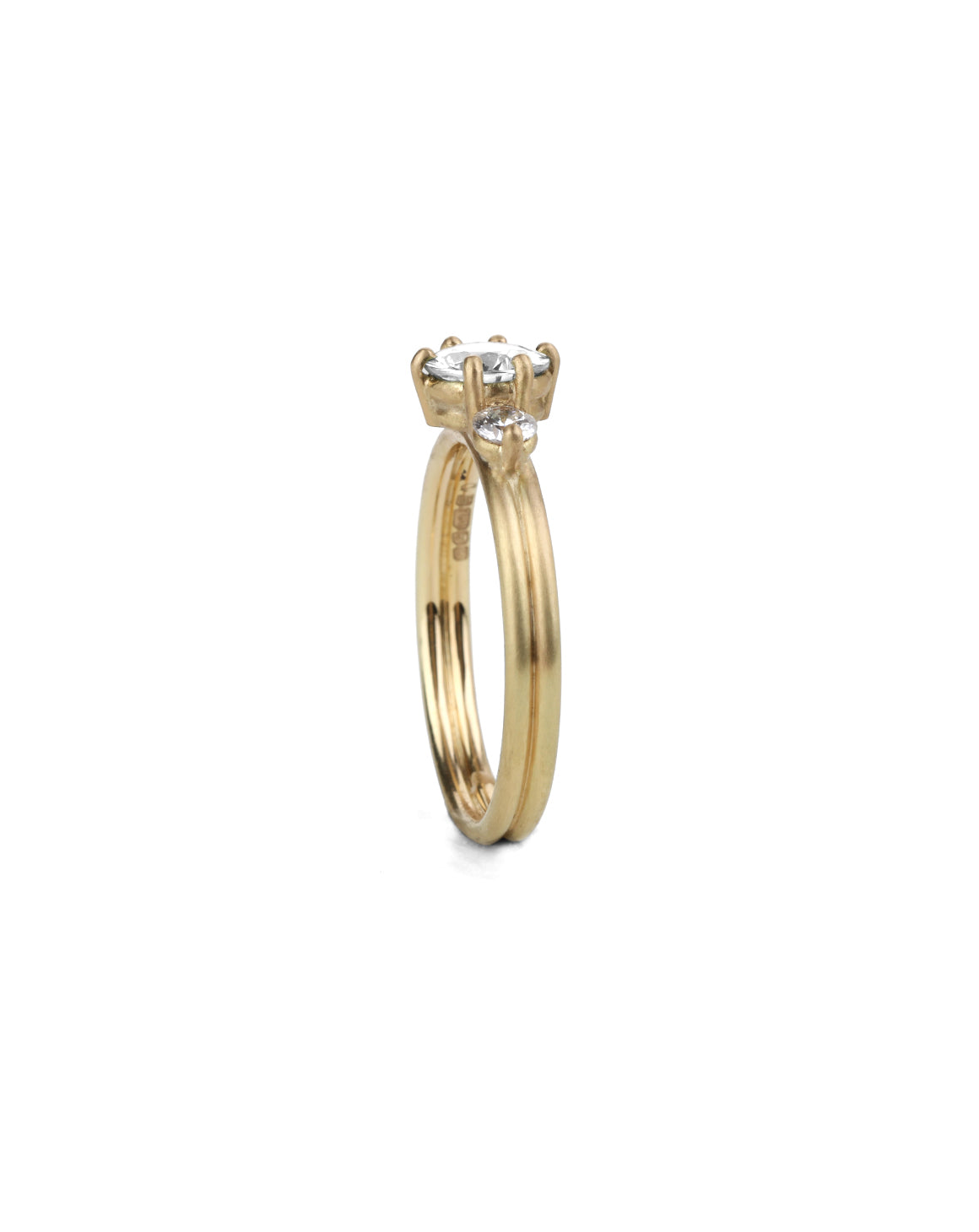 Natural Diamond Round Trio Dyad Engagement Ring