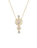 Geometric pendant with four white diamonds. 18ct yellow gold, textured finish.