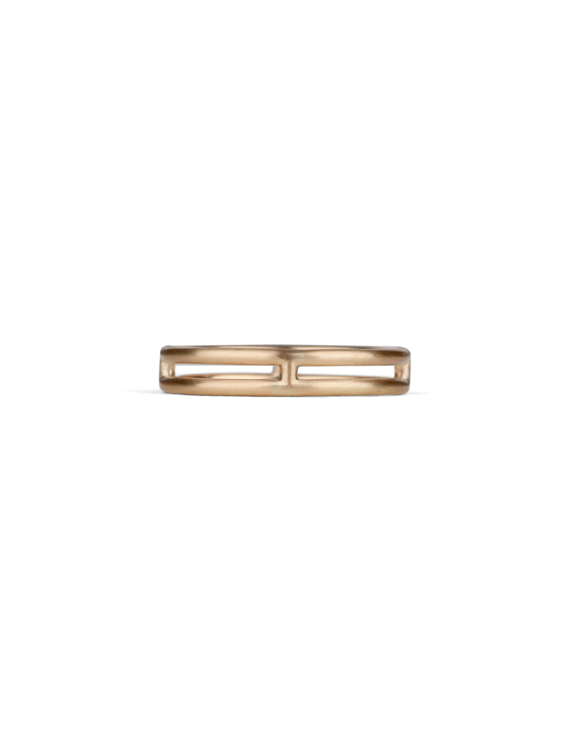 18ct yellow gold double band ring, satin finish.