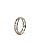 18ct white gold double band ring, satin finish.