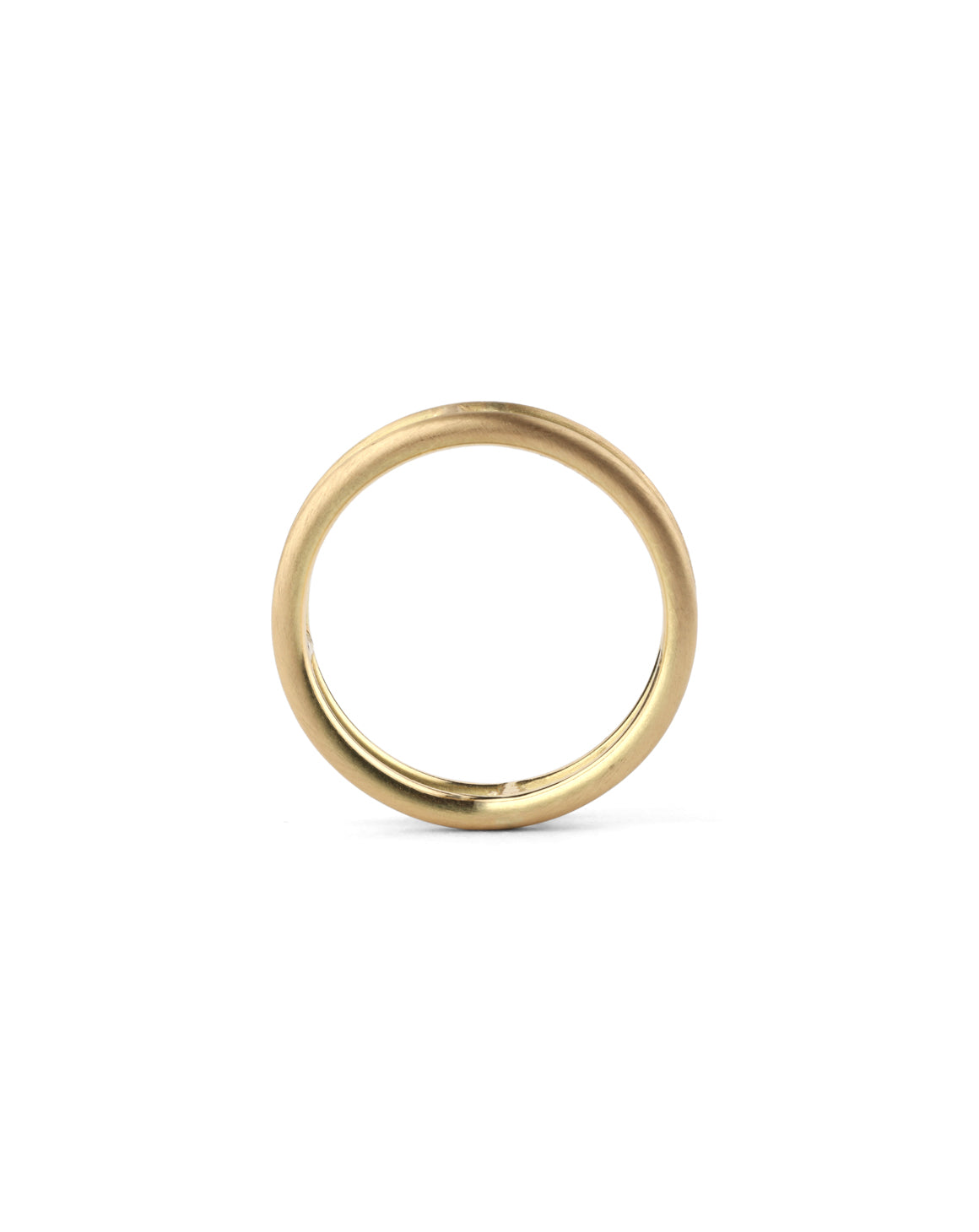 18ct yellow gold double band ring, satin finish. Side view.