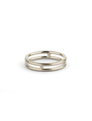 18ct white gold double band ring, satin finish.