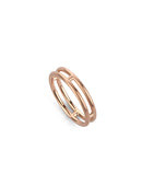 18ct rose gold double band ring, satin finish.
