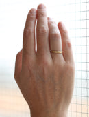 18ct yellow gold joined double band ring, satin finish. On hand.