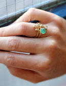 Emerald and Recycled Diamond Digamma Ring