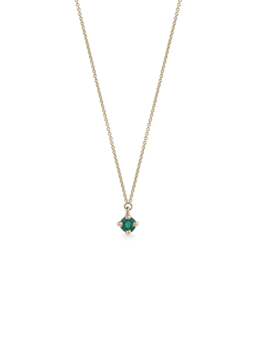 Emerald Mini Solo Birthstone Pendant - Round