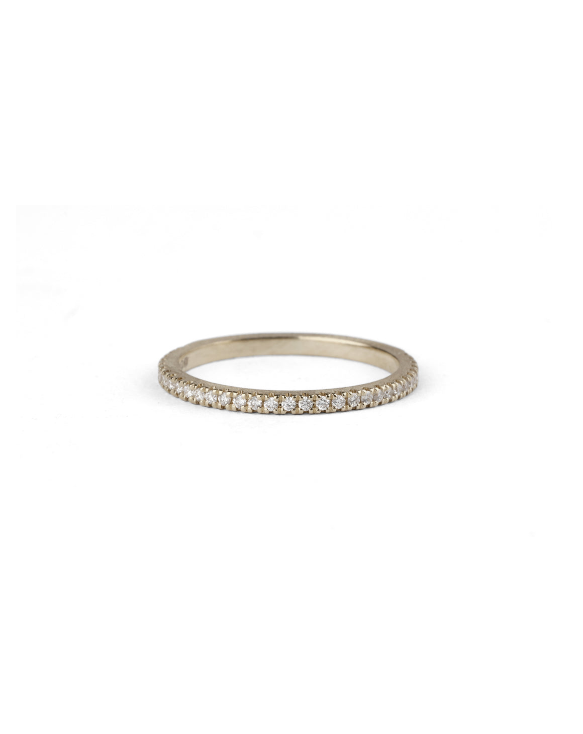 Slim diamond set band in 18ct white gold.
