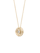 Geometric necklace with diamond and circular surround detail