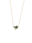 Delicate cluster pendant with two sapphires and white diamond. 