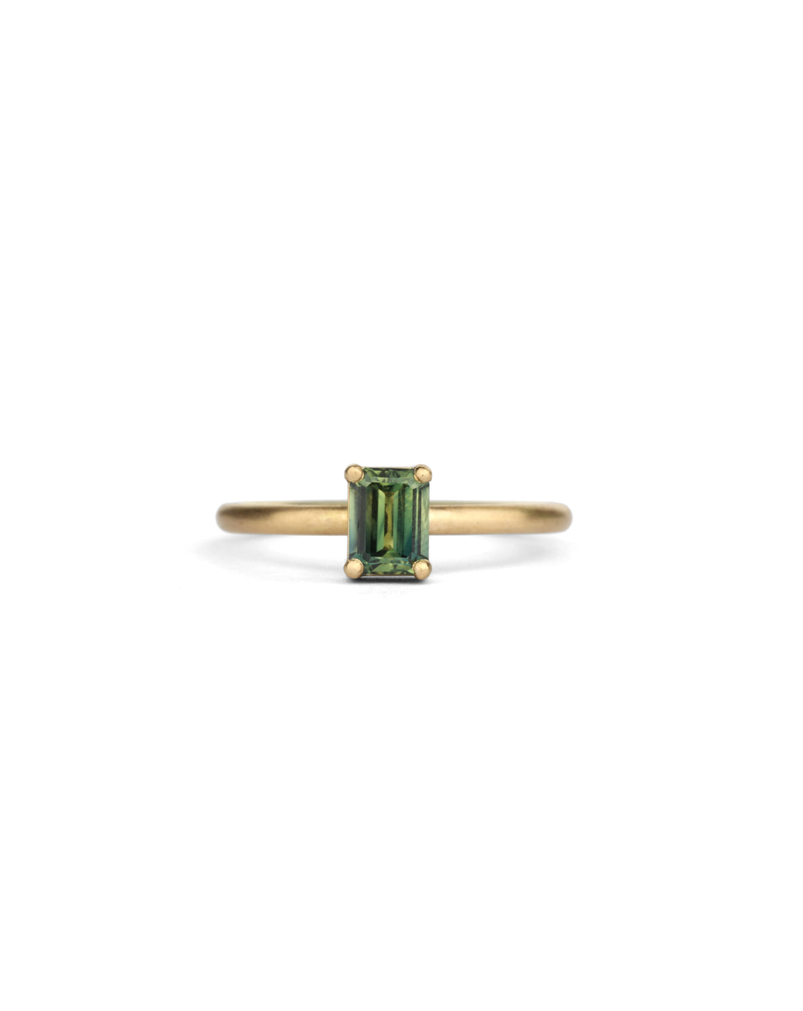 Green Bi-colour Australian Sapphire Rectangle Solo Ring