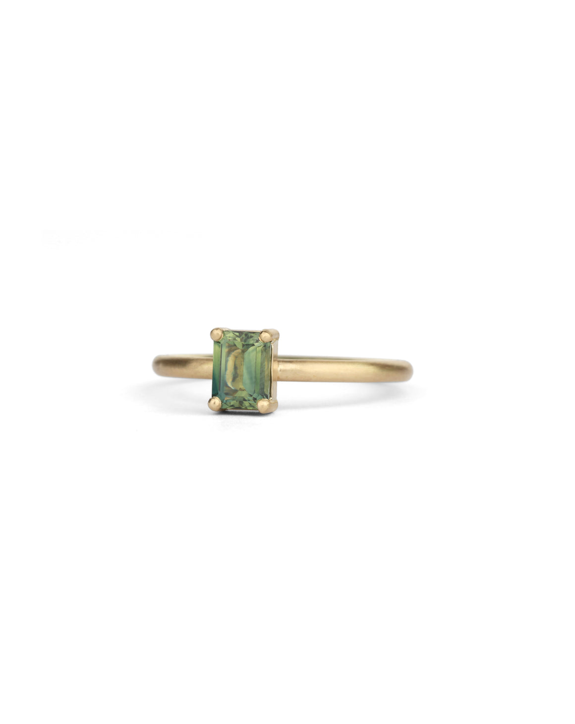 Green Bi-colour Australian Sapphire Rectangle Solo Ring