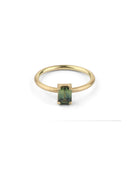 Green Bi-colour Australian Sapphire Rectangle Solo Ring
