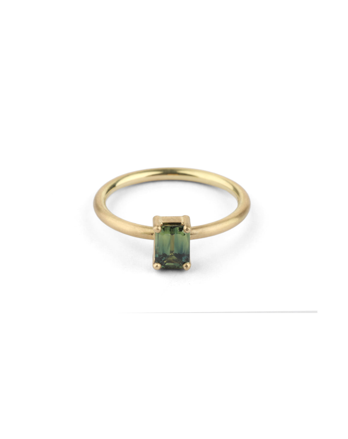 Green Bi-colour Australian Sapphire Rectangle Solo Ring