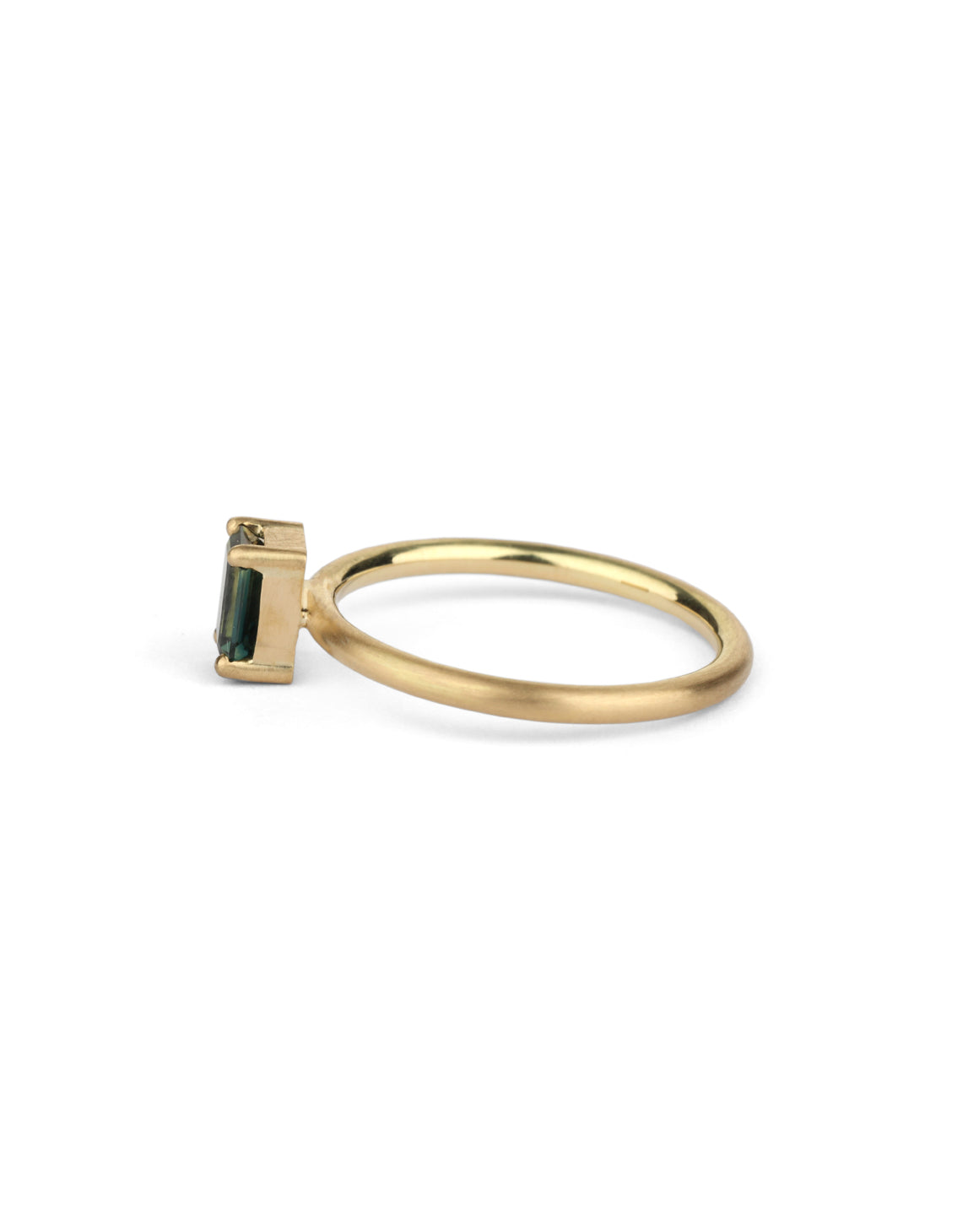 Green Bi-colour Australian Sapphire Rectangle Solo Ring