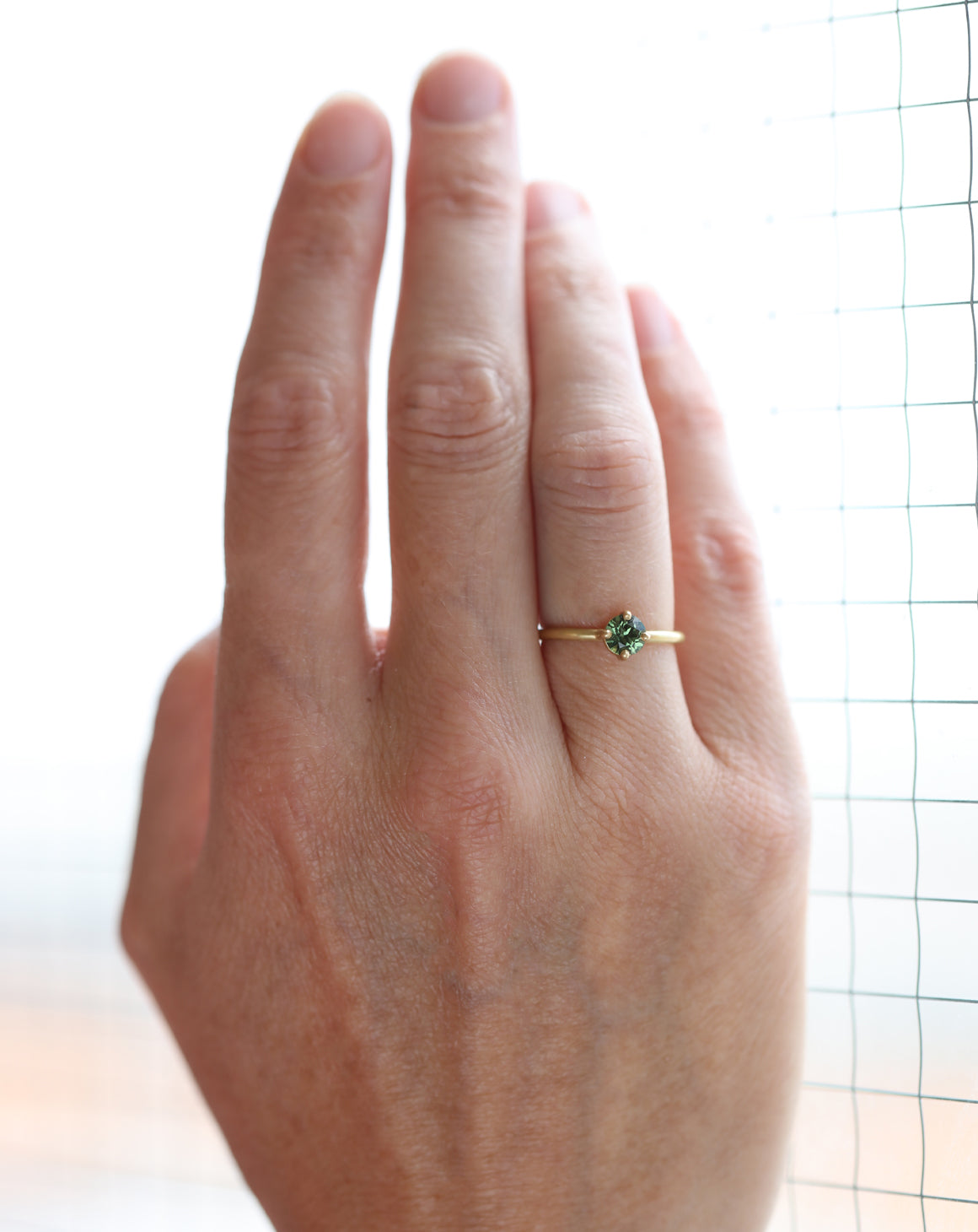 Australian Green Sapphire Round Solo Engagement Ring