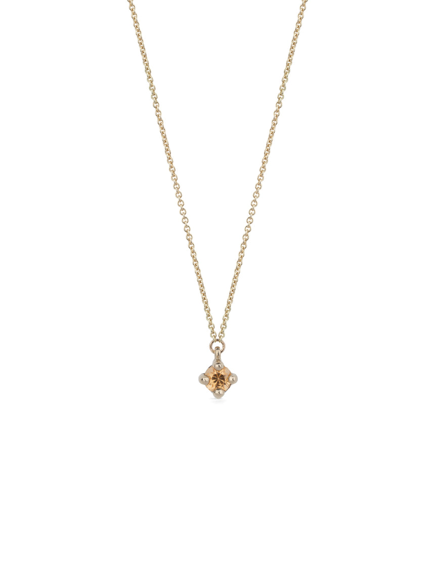 Apricot Garnet Mini Solo Birthstone Pendant - Round