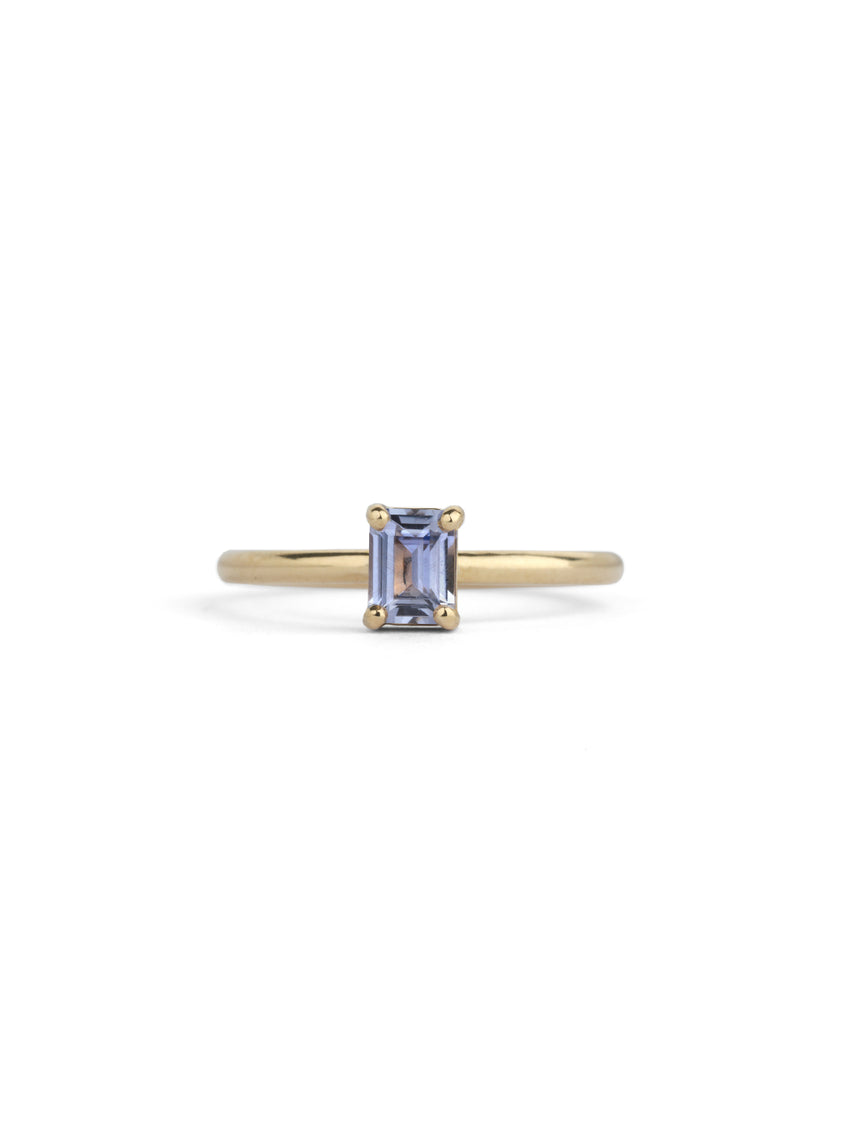 Lavender Madagascan Sapphire Rectangle Solo Ring