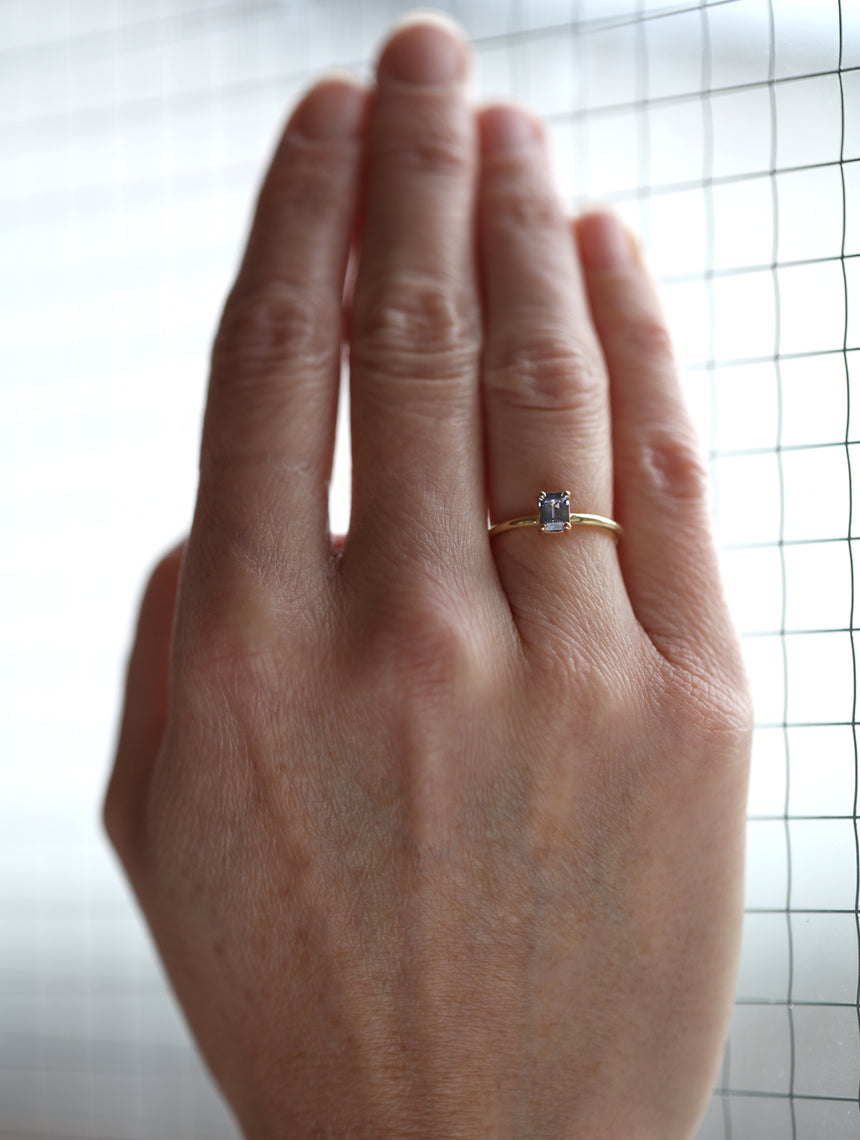 Lavender Madagascan Sapphire Rectangle Solo Ring