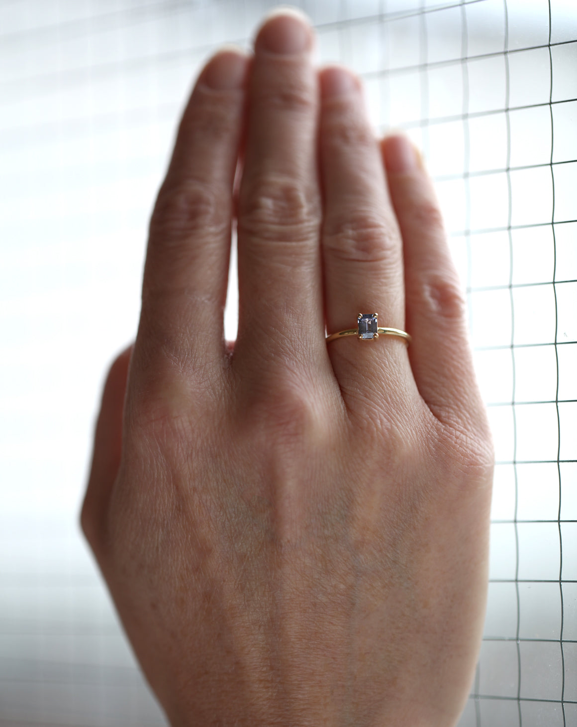 Lavender Madagascan Sapphire Rectangle Solo Ring