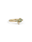 Light Green Australian Sapphire and Natural Diamond Round Trio Cluster Ring