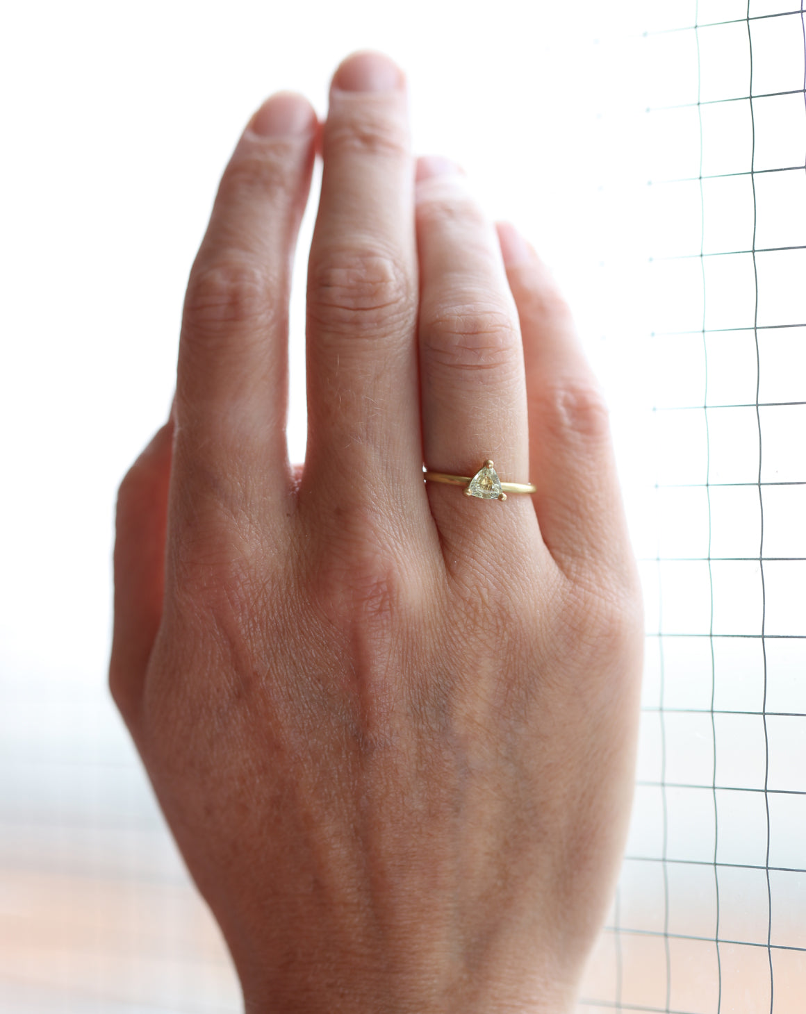 Light Yellow Sapphire Trillion Solo Engagement Ring