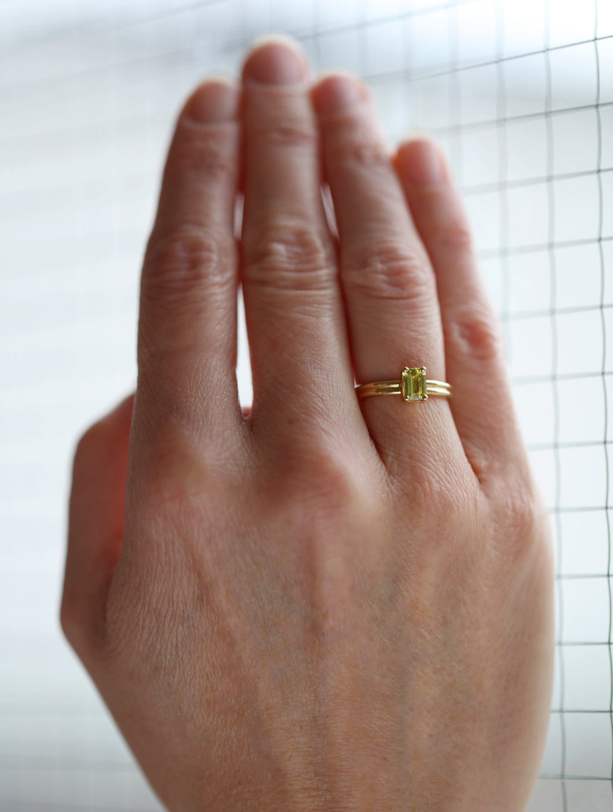 Lime Green Australian Sapphire Dyad Engagement Ring