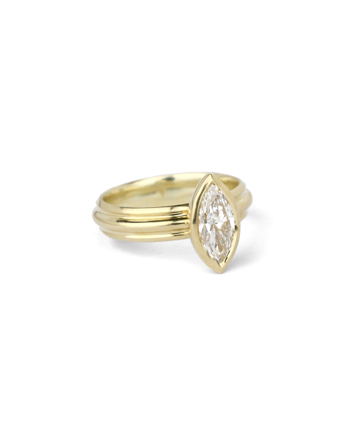Marquise Lab Diamond Mirror Flute Ring