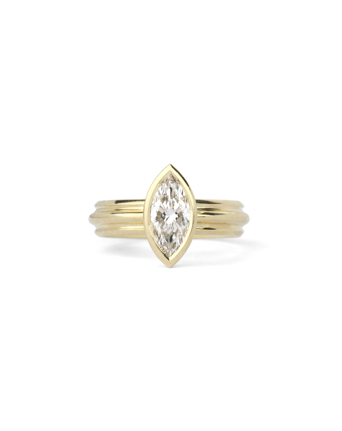 Marquise Lab Diamond Mirror Flute Ring