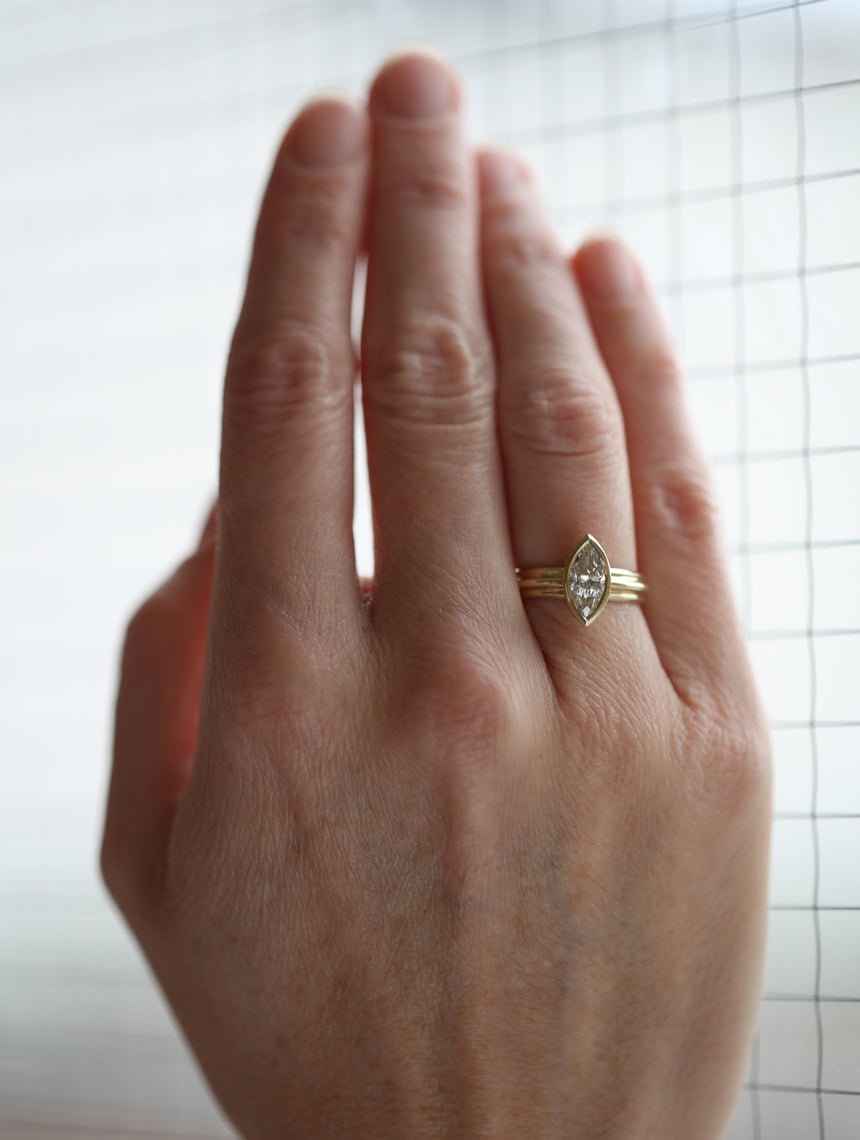 Marquise Lab Diamond Mirror Flute Ring