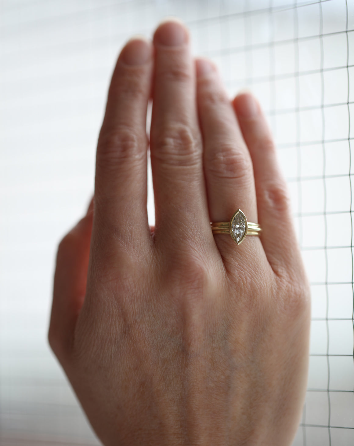 Marquise Lab Diamond Mirror Flute Ring