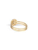 Marquise white diamond solitaire ring with double band. 18ct yellow gold, satin finish. Back view.
