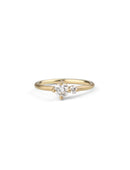 Two stone diamond ring. 18ct yellow gold, satin finish.