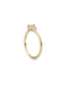 Two stone diamond ring. 18ct yellow gold, satin finish. Side view.