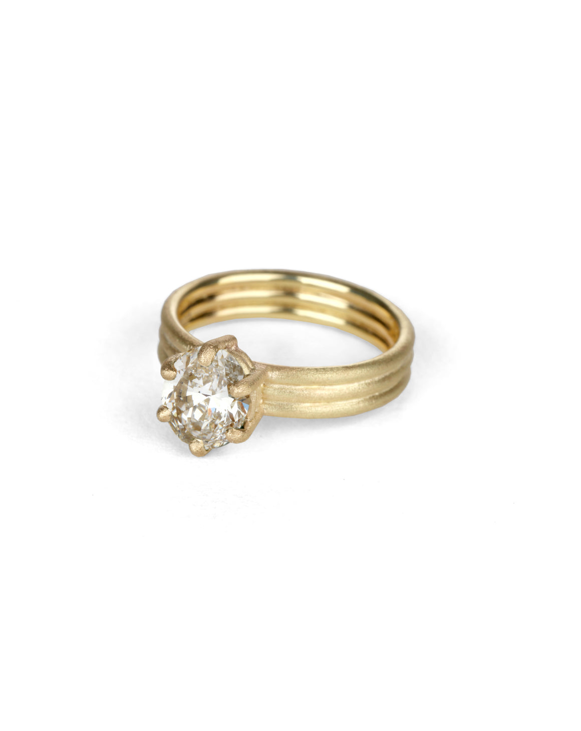 Natural Diamond Oval Solo Triad Ring - 1.20ct