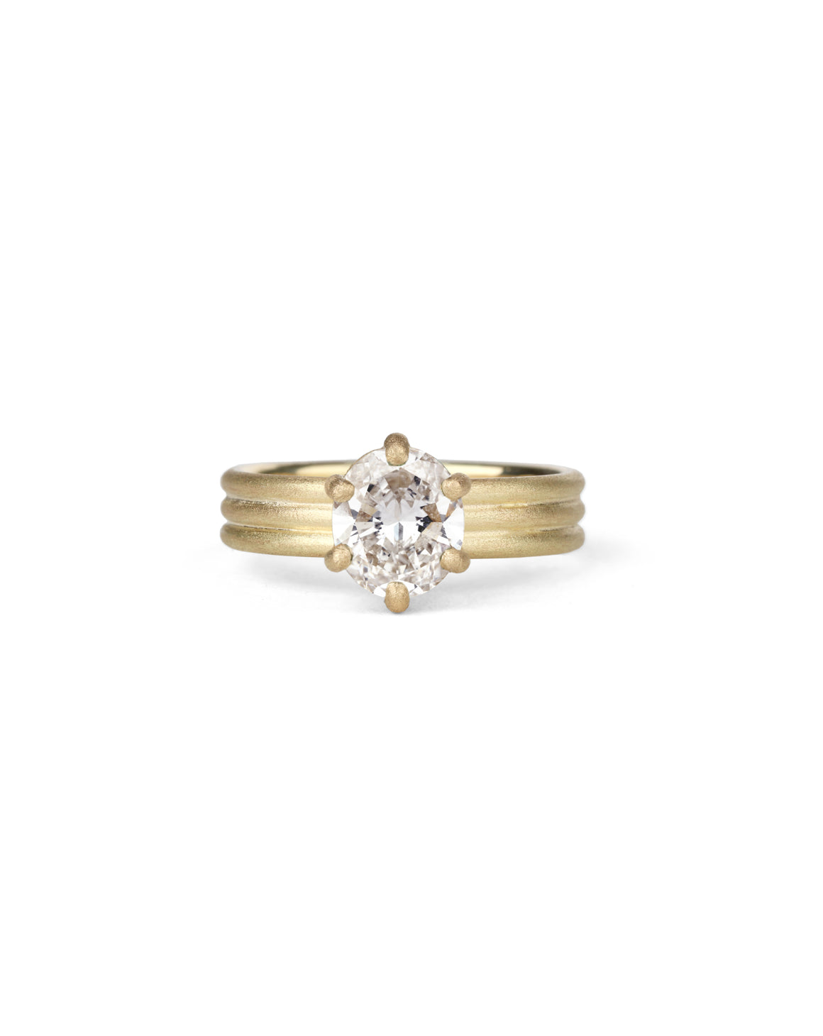 Natural Diamond Oval Solo Triad Ring - 1.20ct