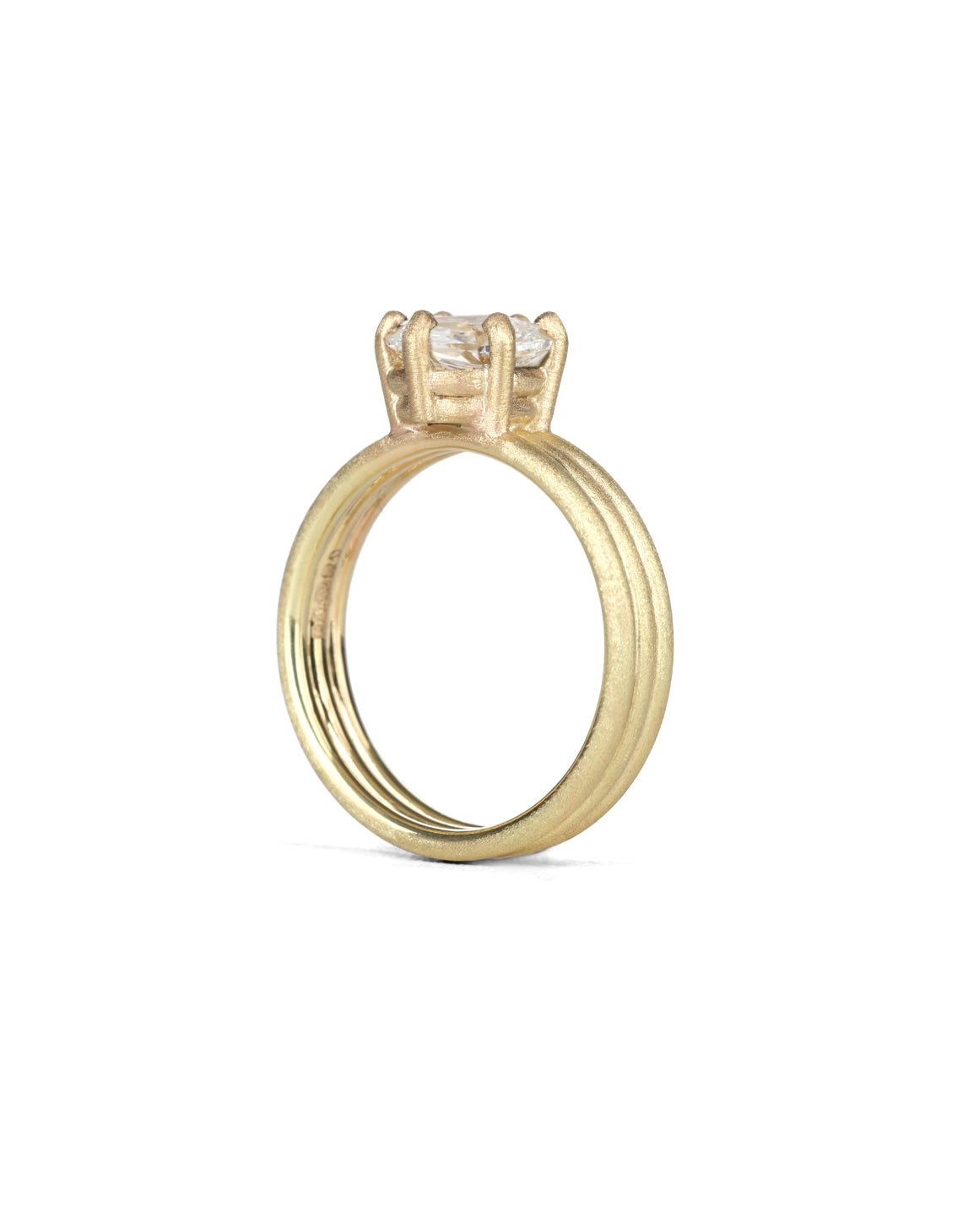 Natural Diamond Oval Solo Triad Ring - 1.20ct