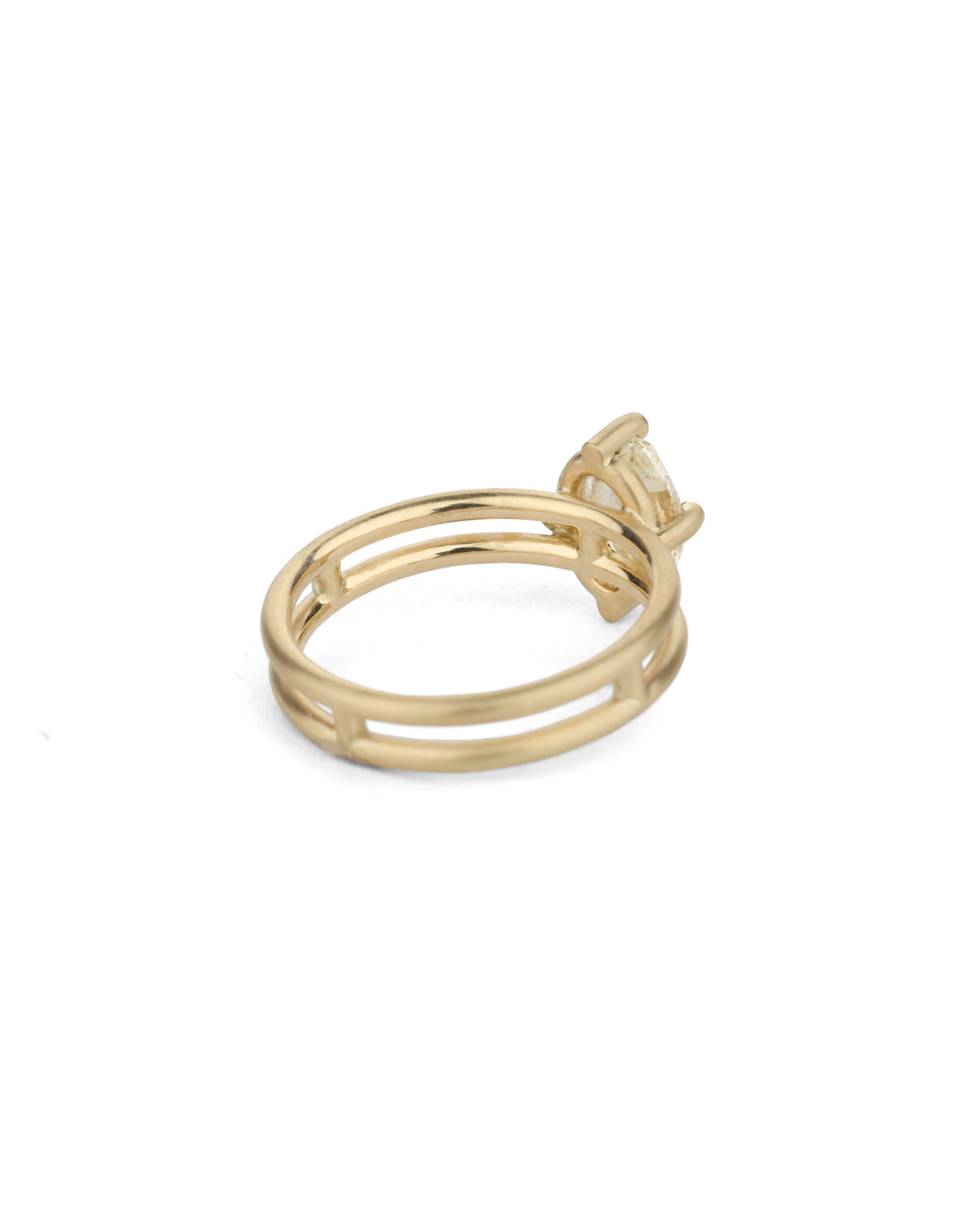Natural Yellow Diamond Oval Solo Split Ring