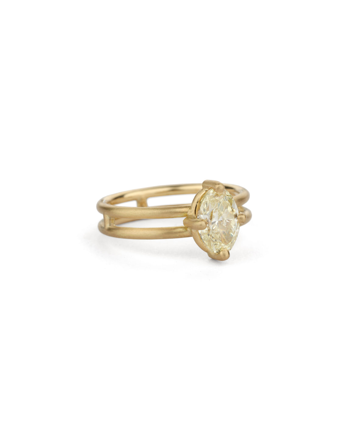 Natural Yellow Diamond Oval Solo Split Ring