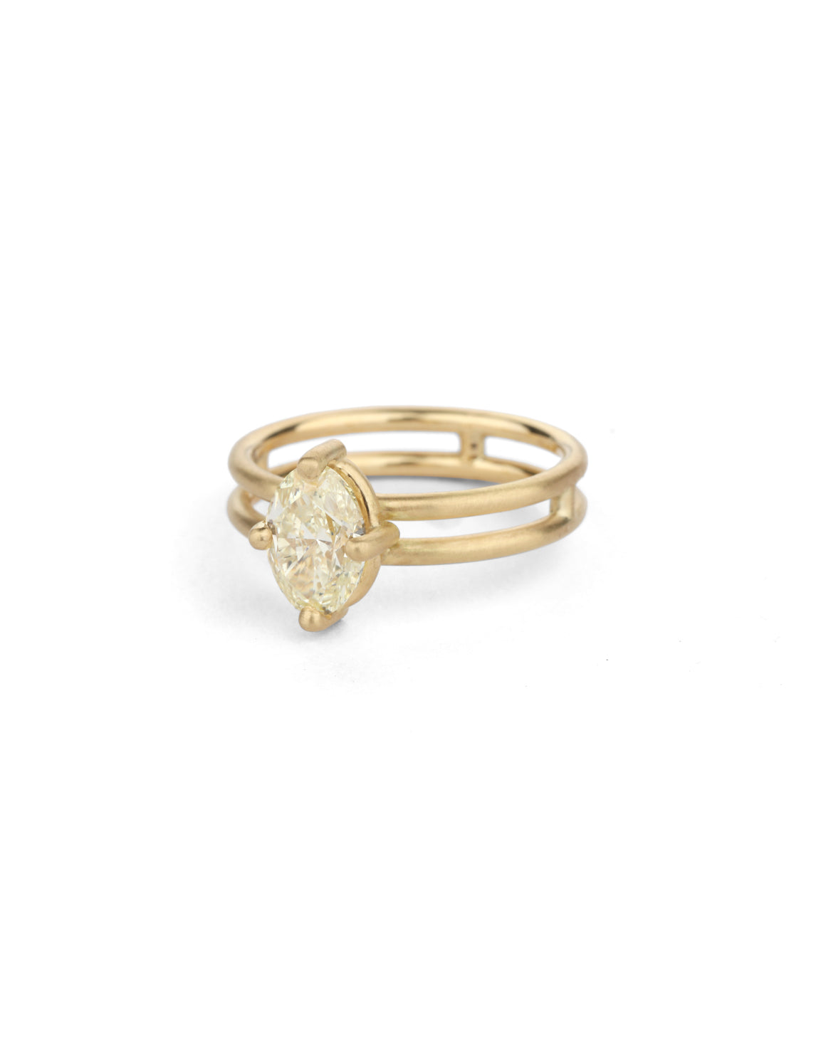 Natural Yellow Diamond Oval Solo Split Ring