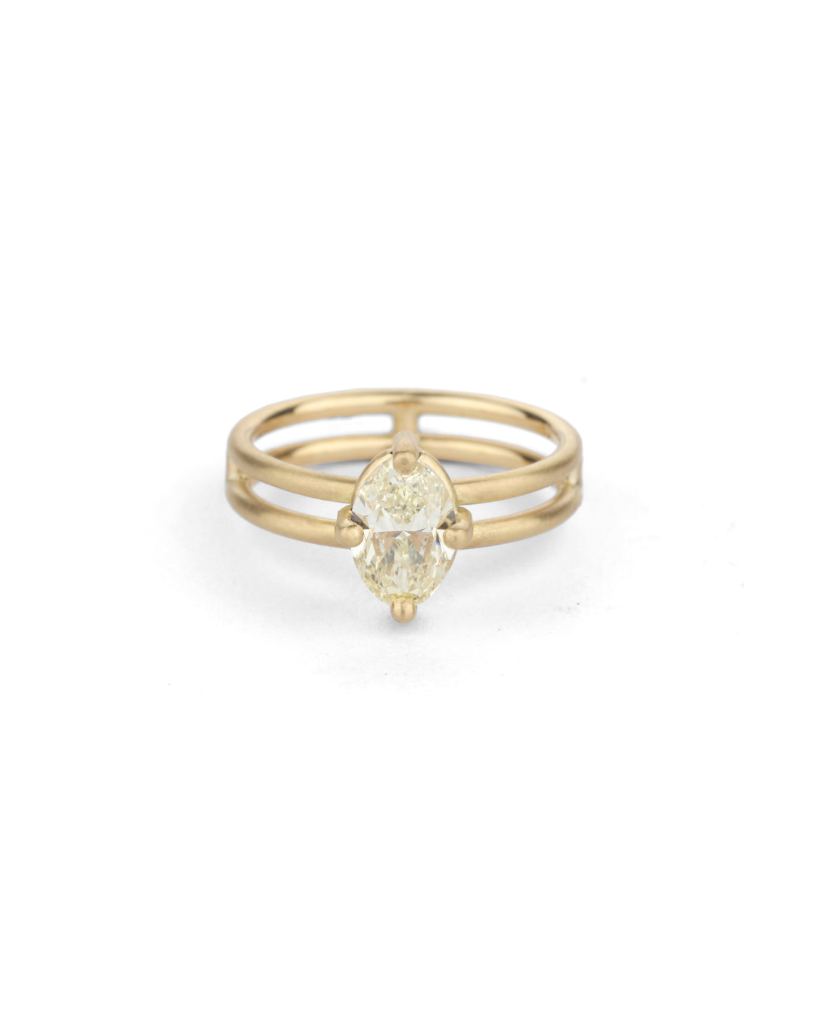 Natural Yellow Diamond Oval Solo Split Ring
