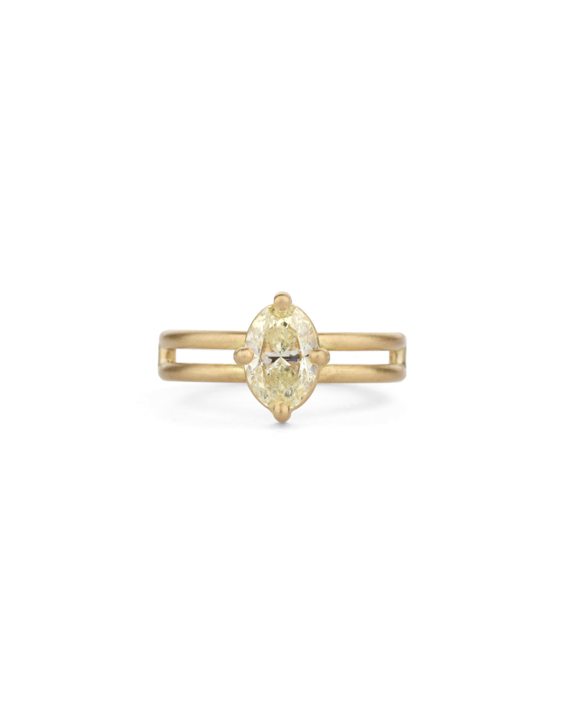 Natural Yellow Diamond Oval Solo Split Ring