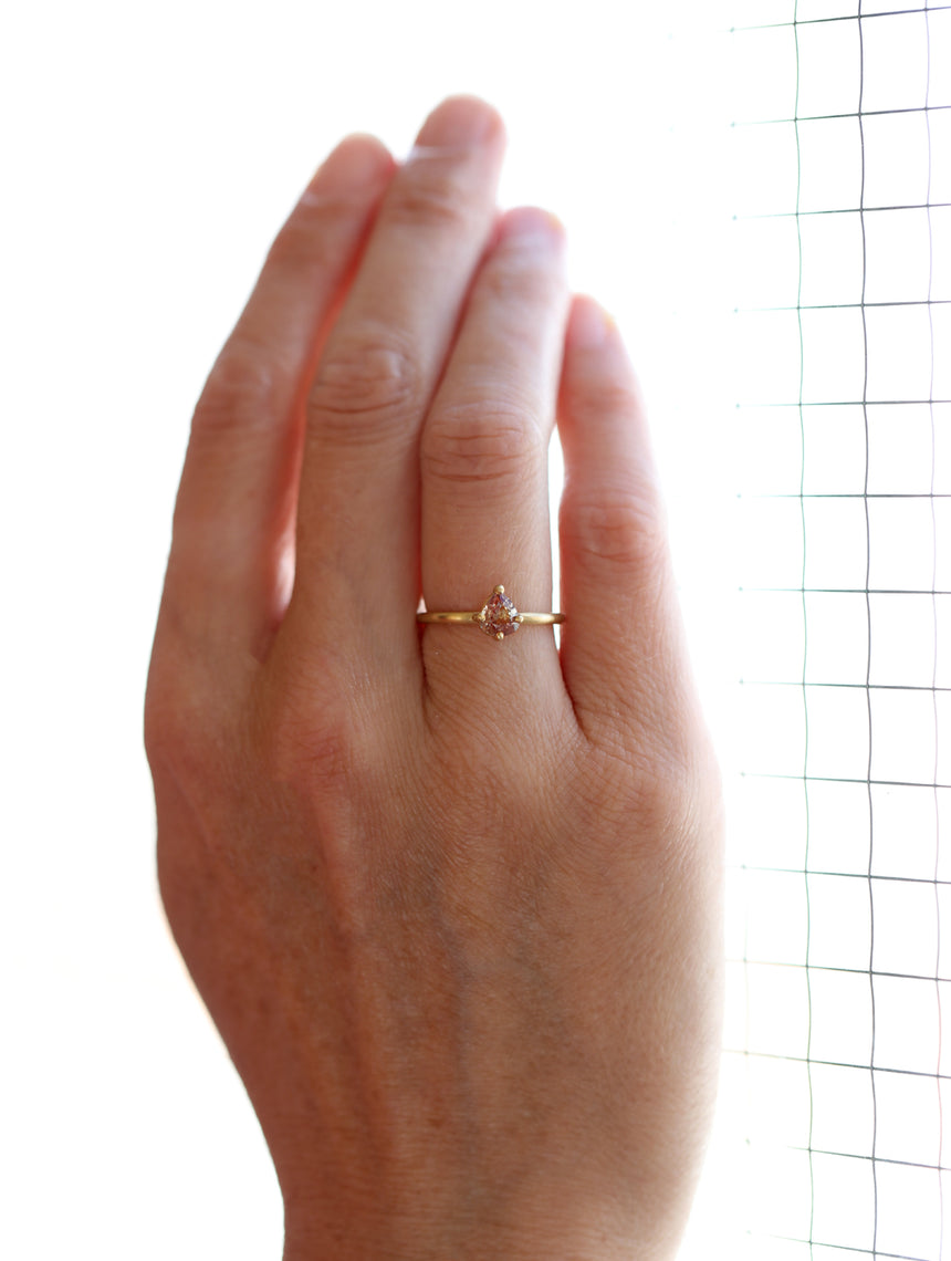 Ochre Sapphire Pearshape Solo Ring