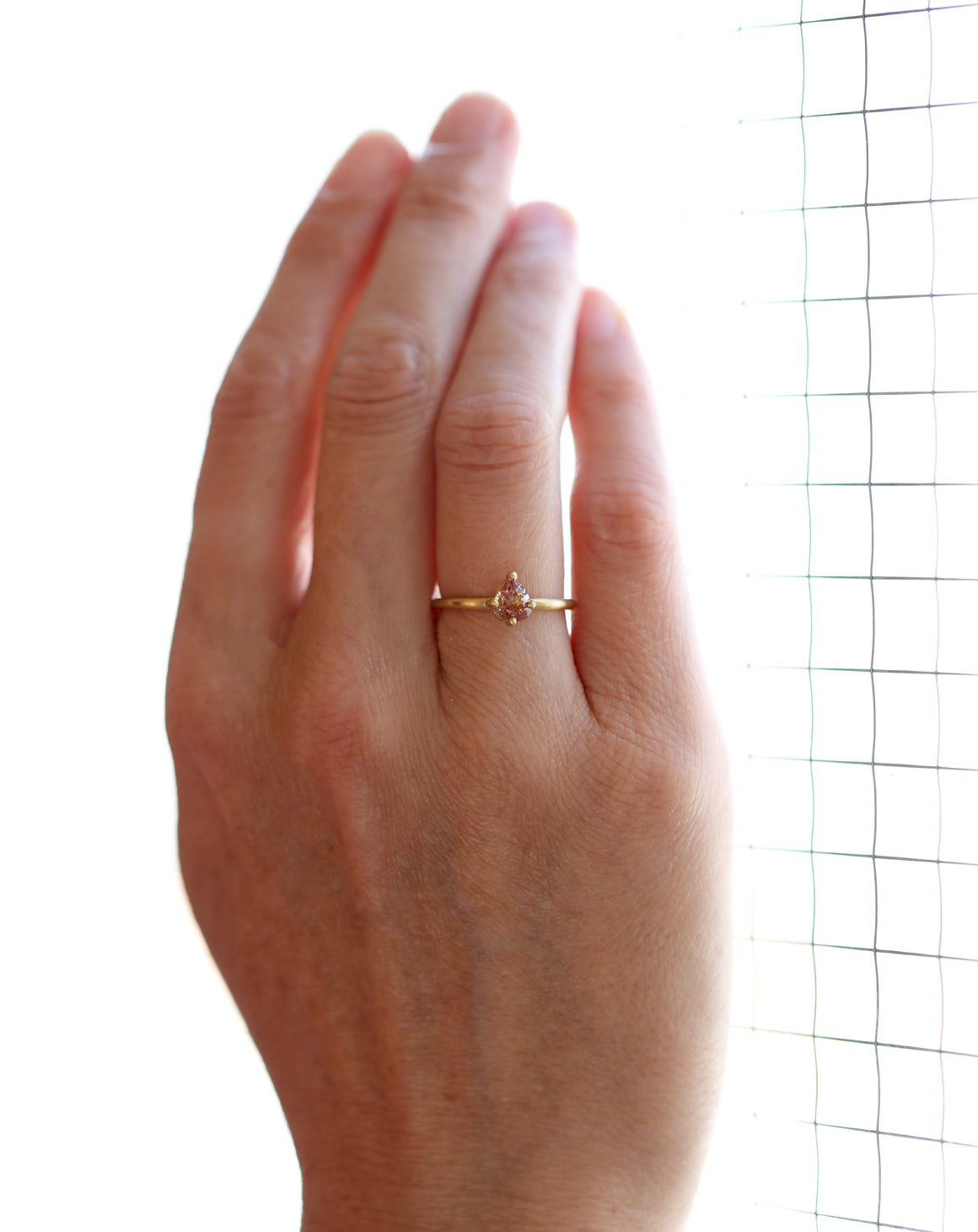 Ochre Sapphire Pearshape Solo Ring