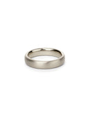 Curved ring band. 18ct white gold, satin finish.