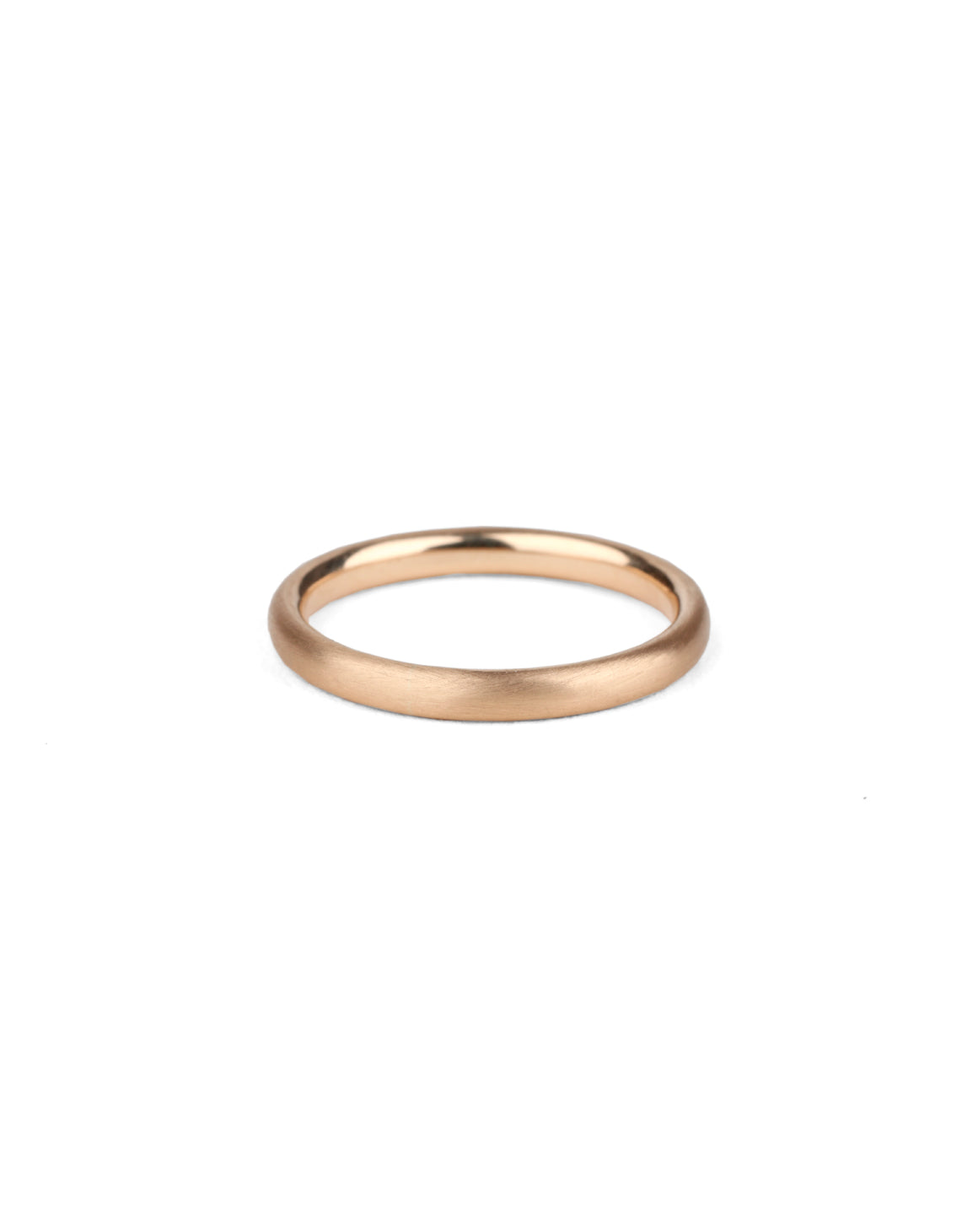 Curved ring band. 18ct rose gold, satin finish.