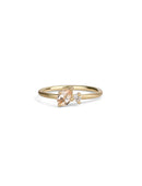 Peach Sapphire and Diamond Pearshape Duo Engagement Ring