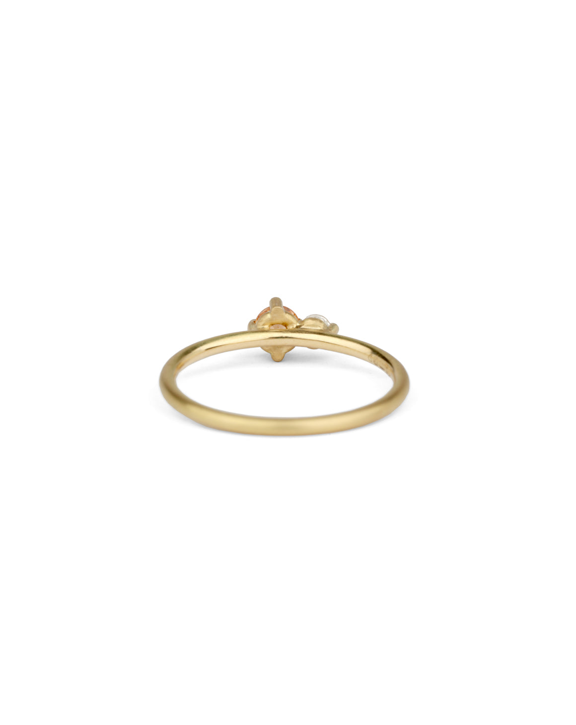 Peach Sapphire and Natural Diamond Round Duo Ring - 0.20ct