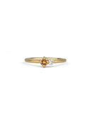 Peach Sapphire and Natural Diamond Round Duo Ring - 0.20ct