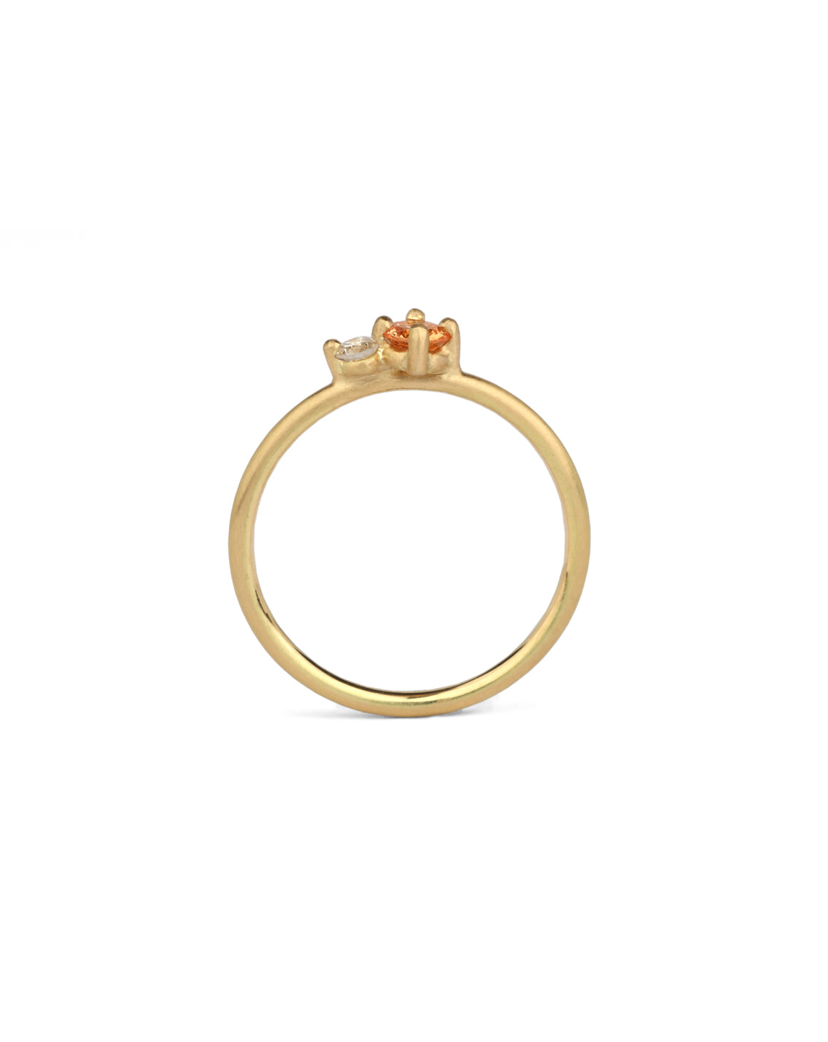 Peach Sapphire and Natural Diamond Round Duo Ring - 0.20ct