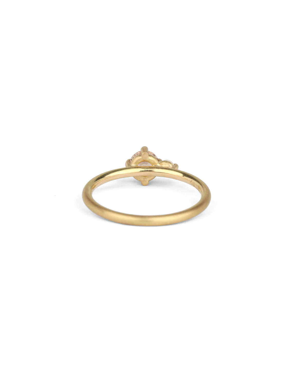 Peach Sapphire and Natural Diamond Round Duo Ring - 0.42ct
